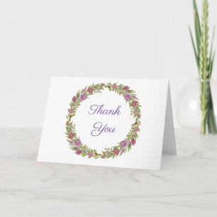 Cartão Coroa floral rosa e verde obrigado
