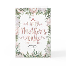 Coroa Floral Rosa Empoeirada Feliz Dia das Mães