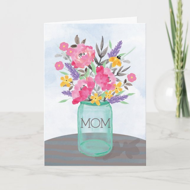 Cartão Coronavírus Mãe Dia de as mães Jar Vase com Flores (Frente)