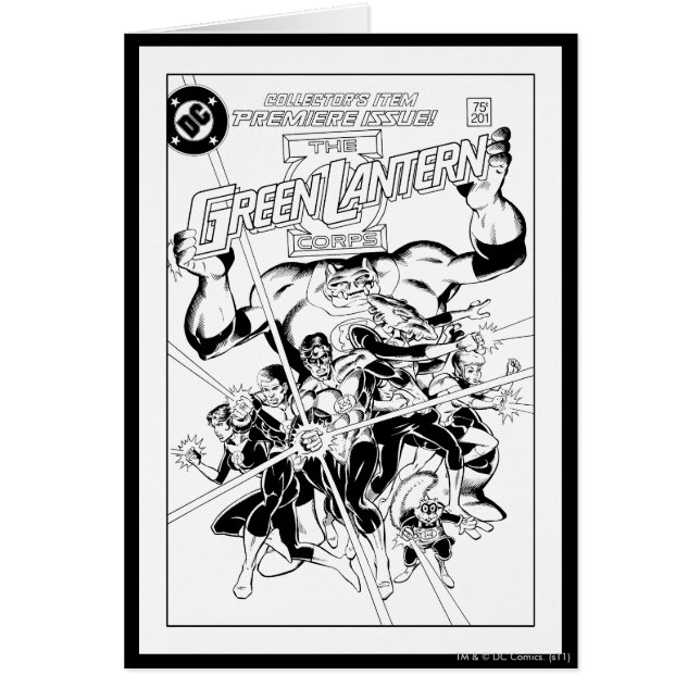 Cartão Corpo dos Lanternas Verdes, Preto e Branco (Frente)
