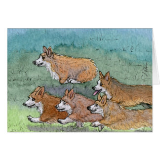 Cartão Corredor da maratona do cão do Corgi de Galês
