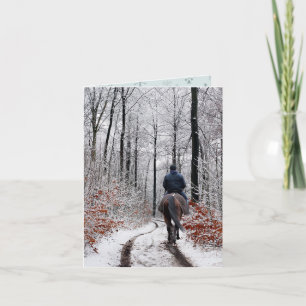 Cartão Corrida de Cavalo da Floresta de Natal