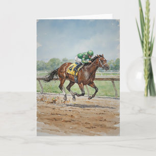 Cartão Corrida de Cavalos em Aquarelas