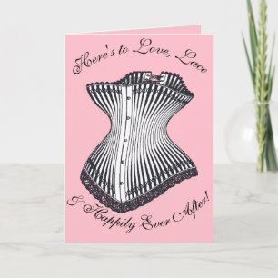 Cartão Corset de Ampulheta Estilo Vintage Preto e Branco