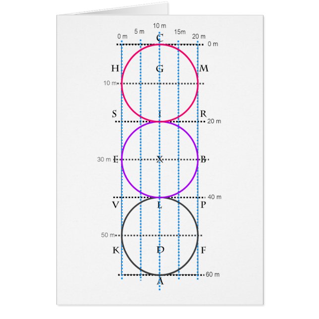 Cartão corte do adestramento de 20x60m ** círculos ** (Frente)