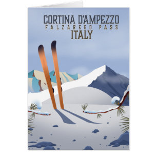 Cartão Cortina d'Ampezzo Italy Ski poster Art Print