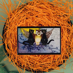 Cartão Coruja das Halloween e Gatos Negros