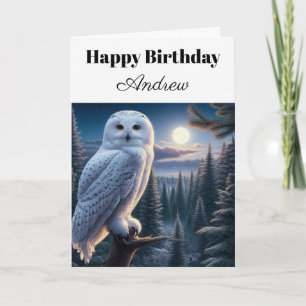 Cartão Coruja-das-neves Personalizado Feliz Aniversário 
