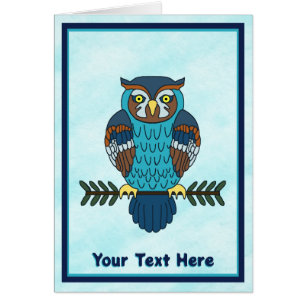 Cartão Coruja de Arte Folk Nórdica