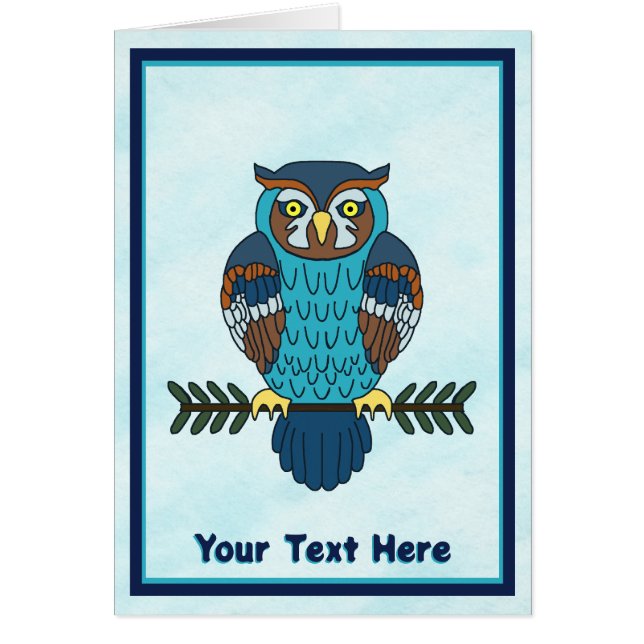 Cartão Coruja de Arte Folk Nórdica (Frente)