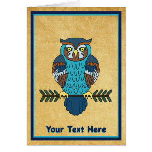 Cartão Coruja de Arte Folk Nórdica