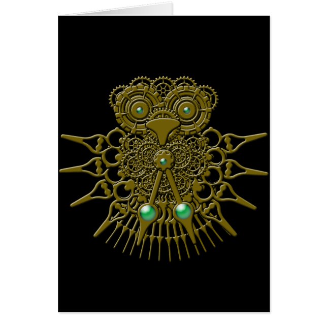 Cartão Coruja de Steampunk (Frente)