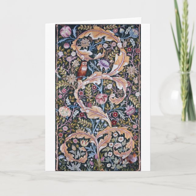 Cartão Coruja e Flores, William Morris (Frente)