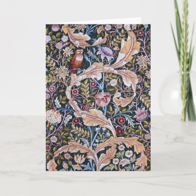 Cartão Coruja e Flores, William Morris Card (Frente)
