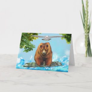 Cartão Coruja e urso Grizzle