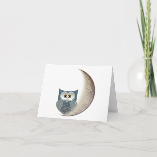 Cartão Coruja na lua (Frente)