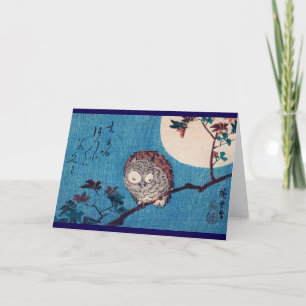 Cartão Coruja na Ramificação Maple em Lua Completa, Hiros