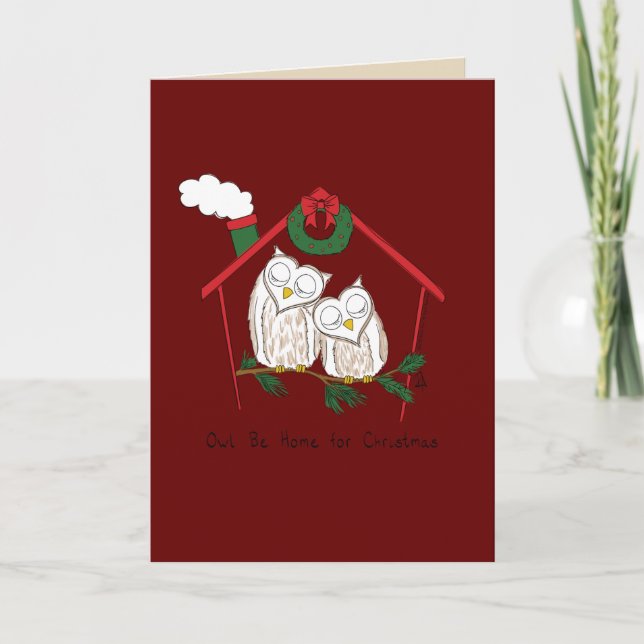 Cartão Coruja Natal Fofo Festa Divertida (Frente)