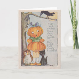 Cartão Coruja Negra-Negra-Negra-Gato-Pumpkinhead Jack O L