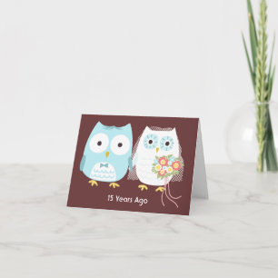 Cartão Coruja Personalizada Casal Feliz Aniversário de Ca