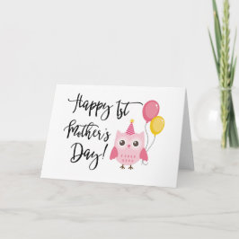 Cartão Coruja rosa-branca feliz Dia de as mães de 1 rua