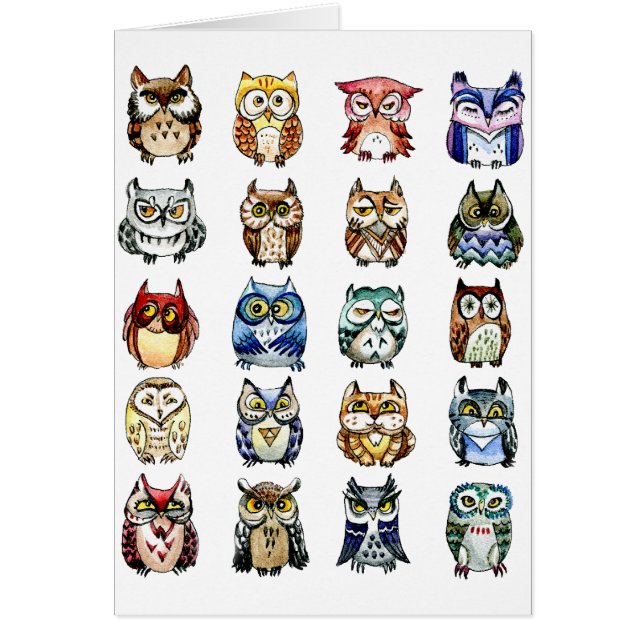 Cartão Corujas e gato (Frente)