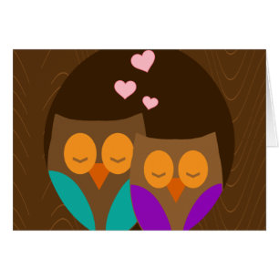 Cartão Corujas em um ninho