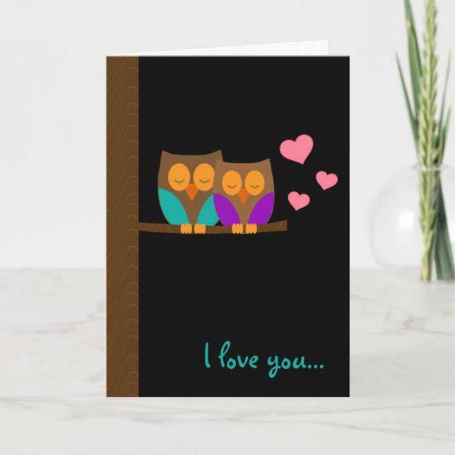 Cartão Corujas em um ninho (Frente)