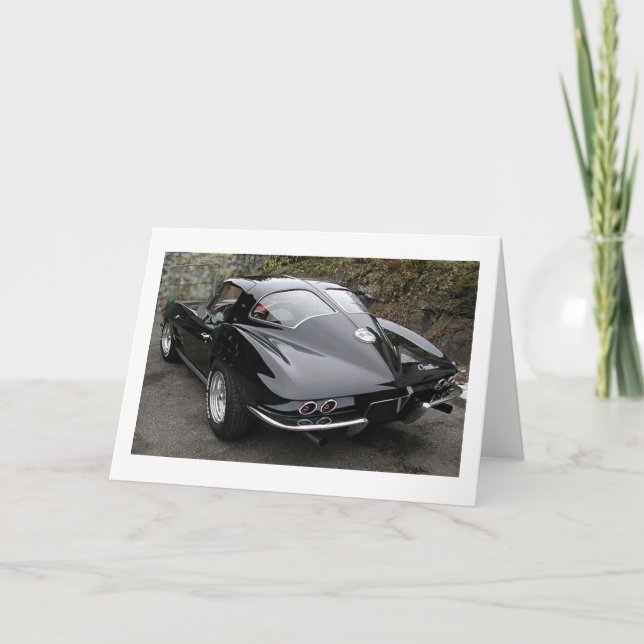 Cartão Corveta Clássica da Janela Dividida Preta (Frente)