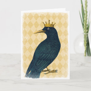 Cartão Corvo Preto com uma Coroa de Ouro