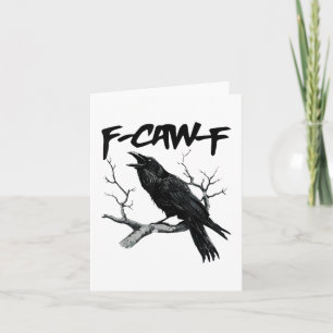 Cartão Corvo Preto Engraçado F Caw F F-Caw-F Pássaro Pret