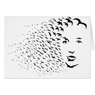 Cartão Corvos do vôo ou ilusão óptica da cara
