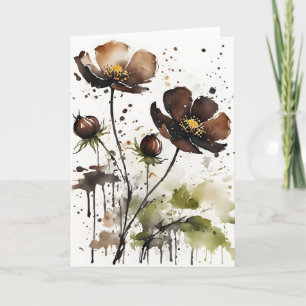 Cartão Cosmo chocolate - Flores em aquarela
