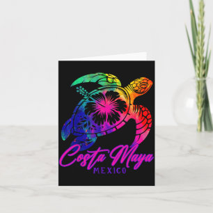 Cartão Costa Maya México Tie Dye Tartaruga Marinha Hibisc