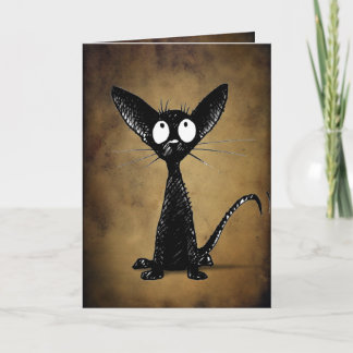 Cartão Costume de gato preto engraçado
