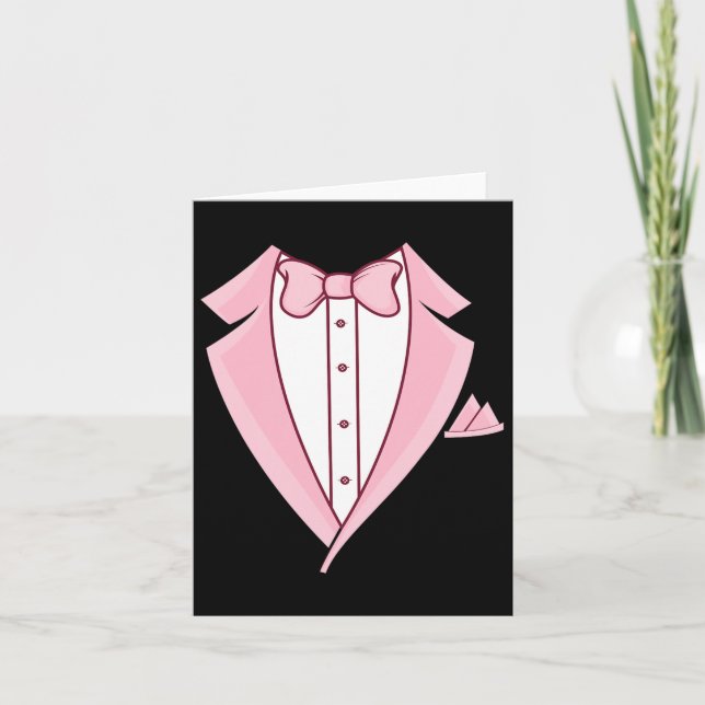 Cartão Costume de Halloween de Tuxedo Rosa (Frente)