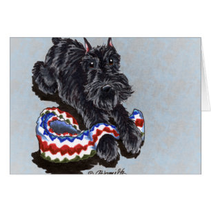 Cartão Costume geral acolhedor do Schnauzer preto