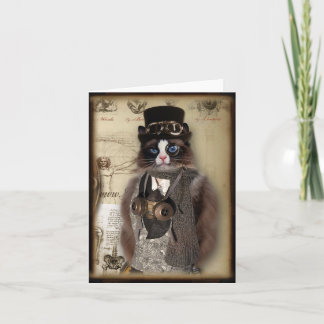 Cartão Costume Notecard do gato de Steampunk