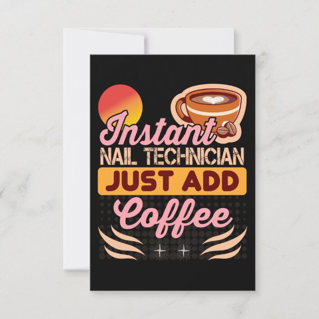 Cartão Cota de Café do Técnico de Nail Instantânea Trendy (Frente)
