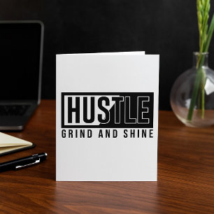 Cartão Cota Motivacional Hustle Grind e Shine