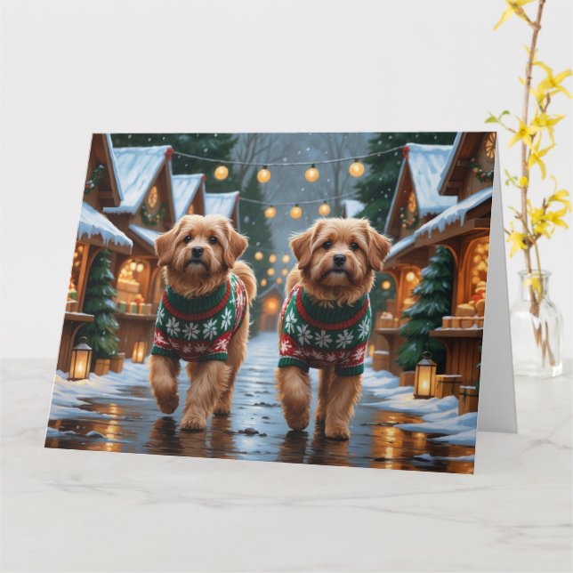 Cartão Coton De Tulear Cães Férias De Natal (Flor Amarela)