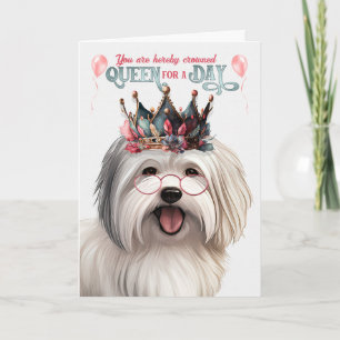 Cartão Coton de Tulear Dog Queen por um Dia de Aniversári