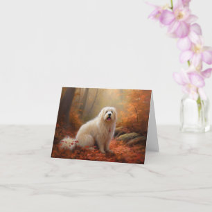 Cartão Coton De Tulear no Outono Folhas Caem Inspiram