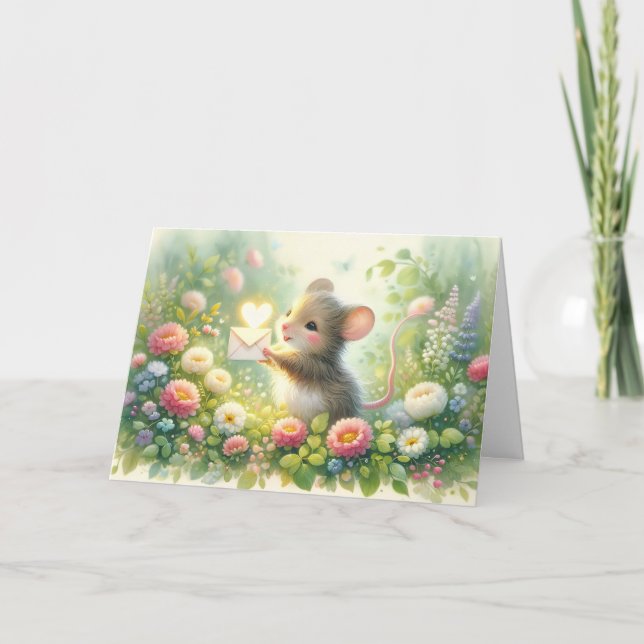 Cartão Cottage Mouse Love Letter Meadow (Frente)
