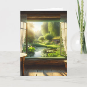 Cartão Cottagecore: Olhando para um Lago Pacífico