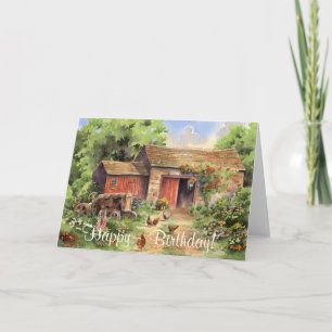 Cartão "Country Barn" Rustic Barnyard Birthday Card