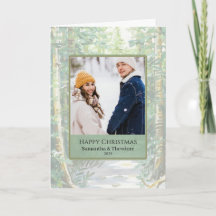 Couple Christmas Photo Card - Woodland