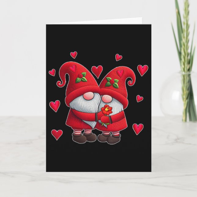 Cartão Couple Gnomes Valentine's Day Hearts Costume Gnome (Frente)