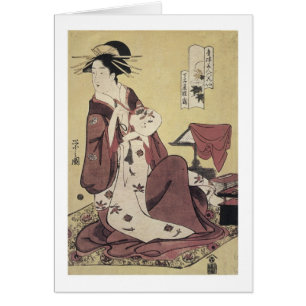 Cartão Courtesan Hinaziru, Eishi, 1790