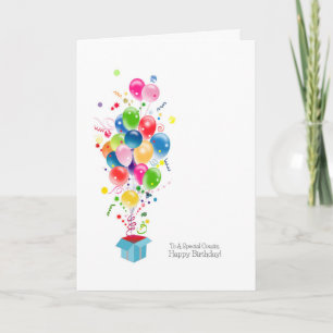 Cartão Cousin Birthday Cards, Colorful Balloons In Box
